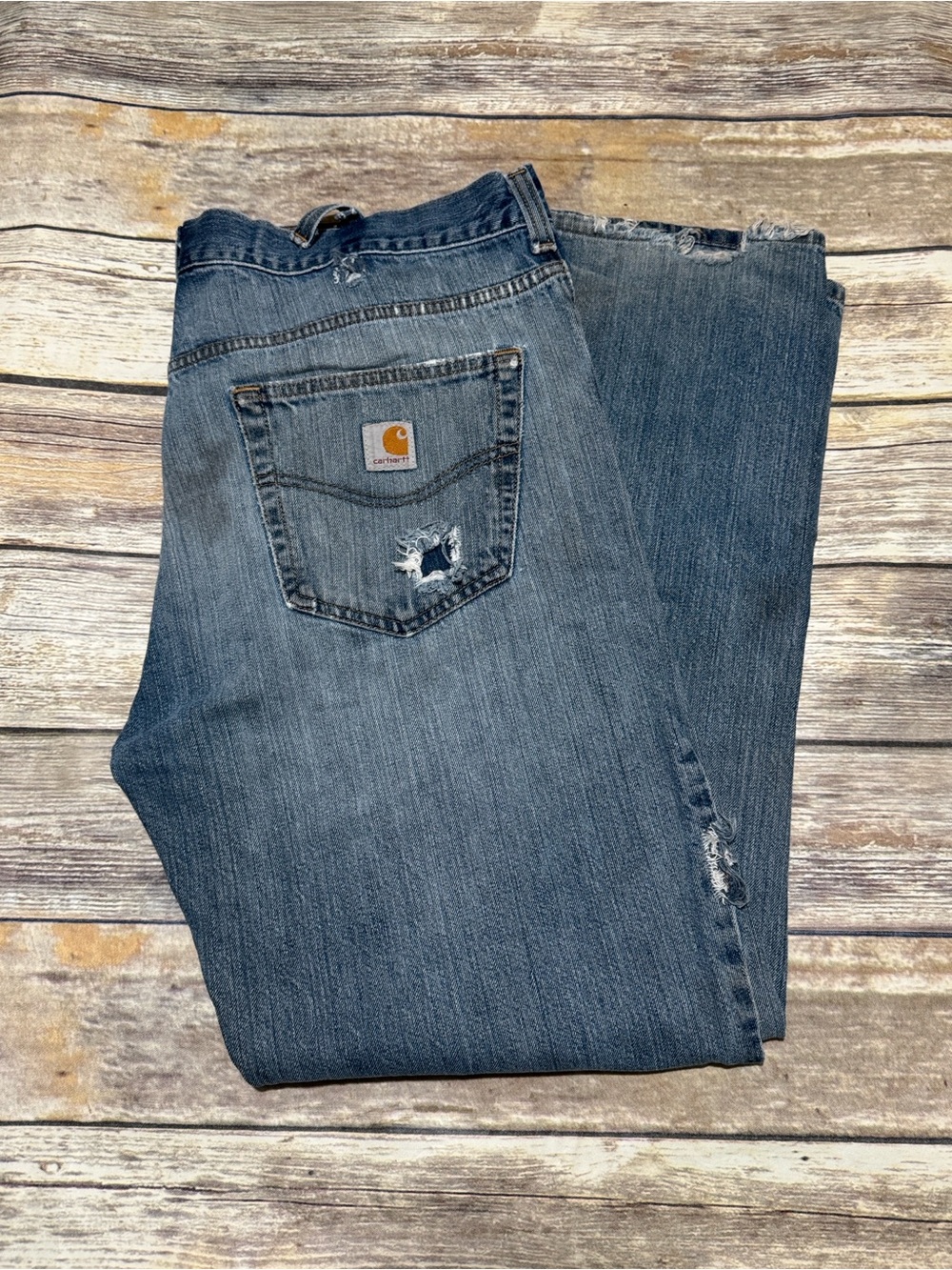 Carhartt Men's Blue Rigid Relaxed Straight Jeans